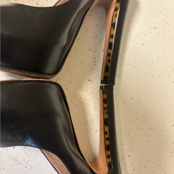 Herve Leger Peep Toe Leather Stiletto Black Tortoise Shell /leopard 7.5 EUC - Picture 3 of 11